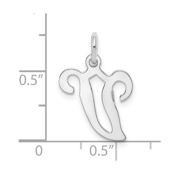 14k White Gold, Sophia Collection, Small Script Initial V Pendant - Picture 4 of 5